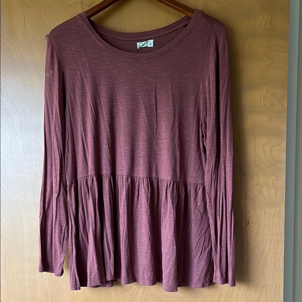 Maurices Purple Peplum Long Sleeve Blouse